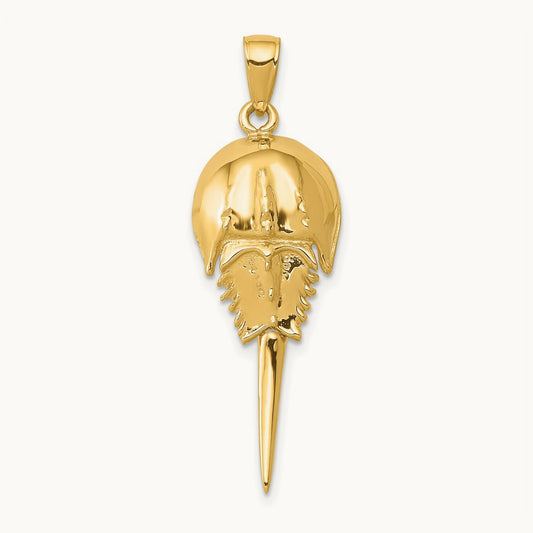Polished Moveable Horseshoe Crab Pendant, 14K