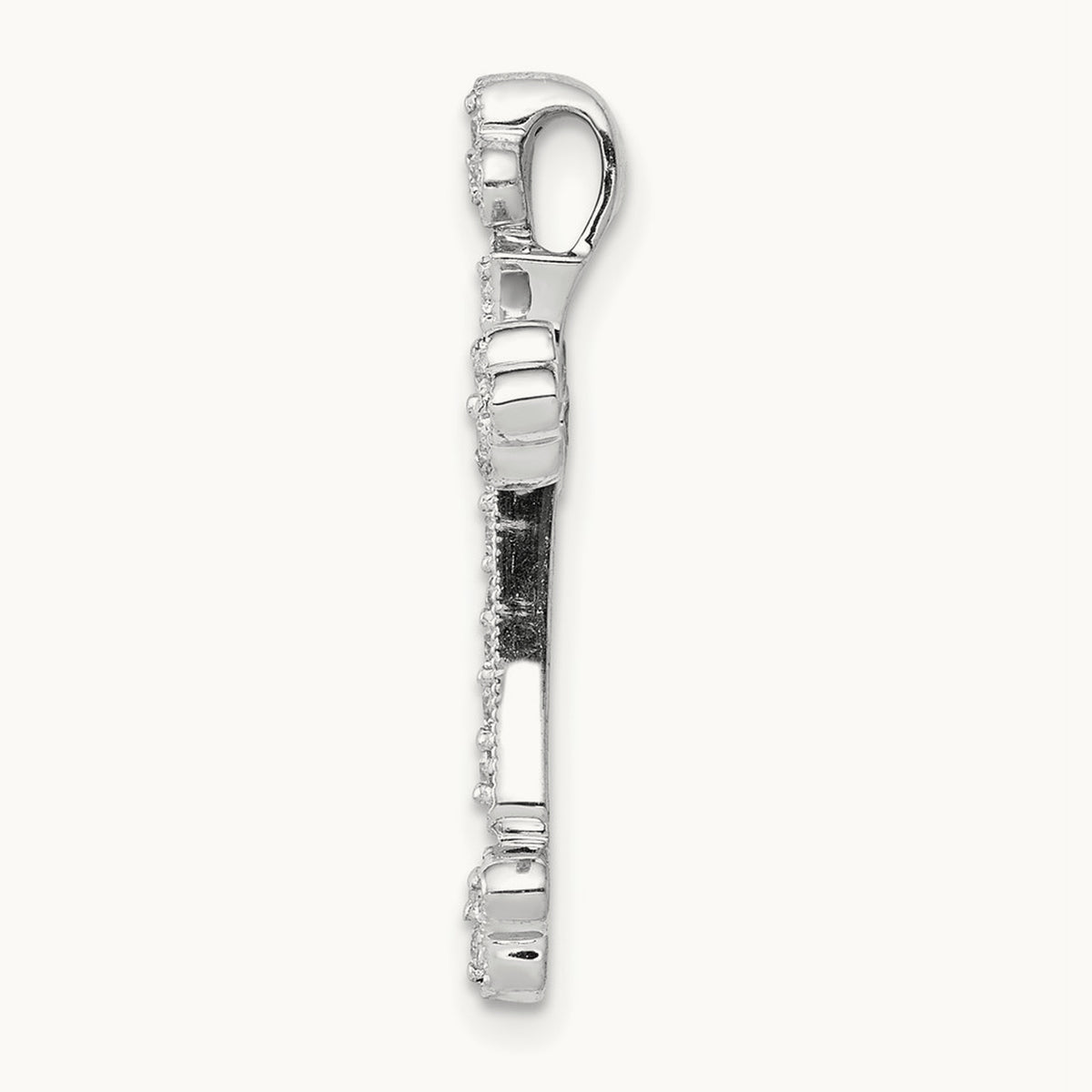 Diamond Budded Cross Chain Slide — 14K White Gold, 24.5mm