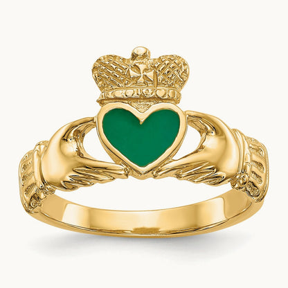 Enamel Claddagh Ring, 14K