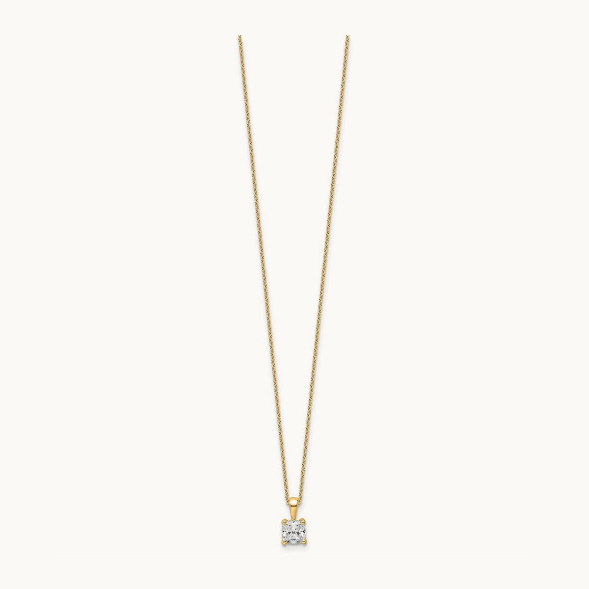 Cushion Pendant Necklace, 0.50-2.00 ct tw Lab-Grown Diamond — 3/4 ct, 14K Yellow Gold