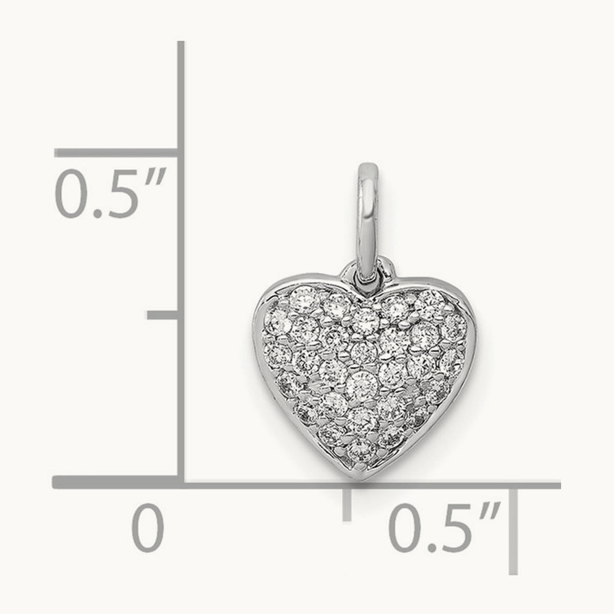 Diamond Heart Pendant — 14K White Gold, 13mm