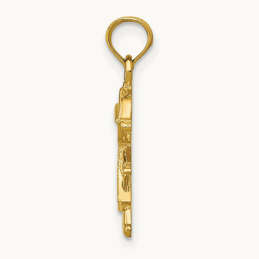 Polished and Textured Boy Pendant, 14K
