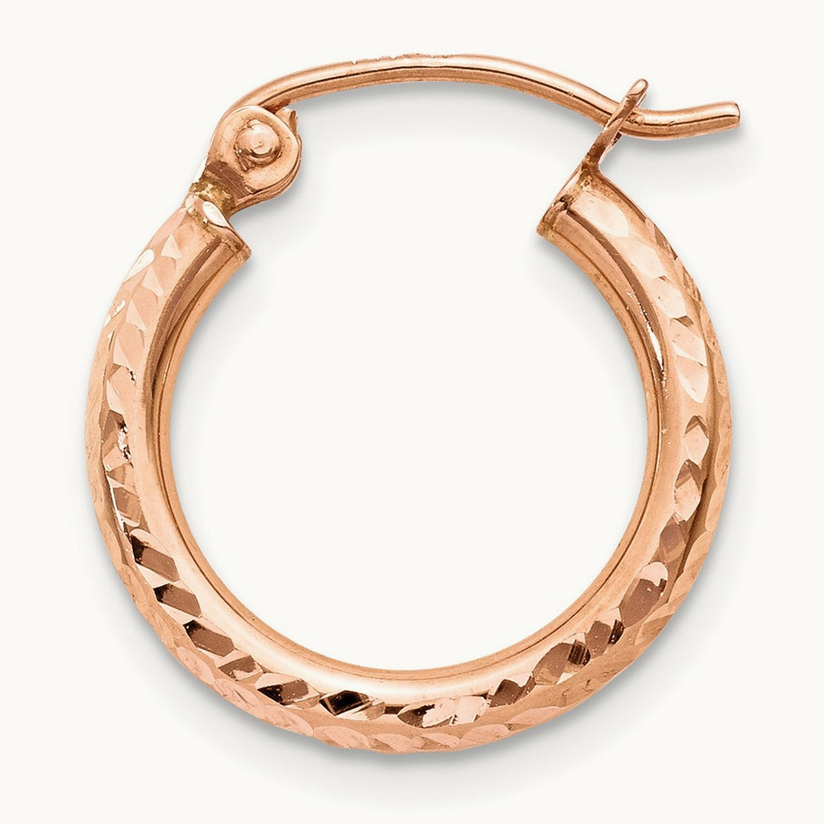 Single 14k Rose Gold Lightweight Diamond-cut Hoop Earring