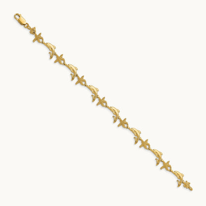 Dolphin and Starfish Bracelet, 14K