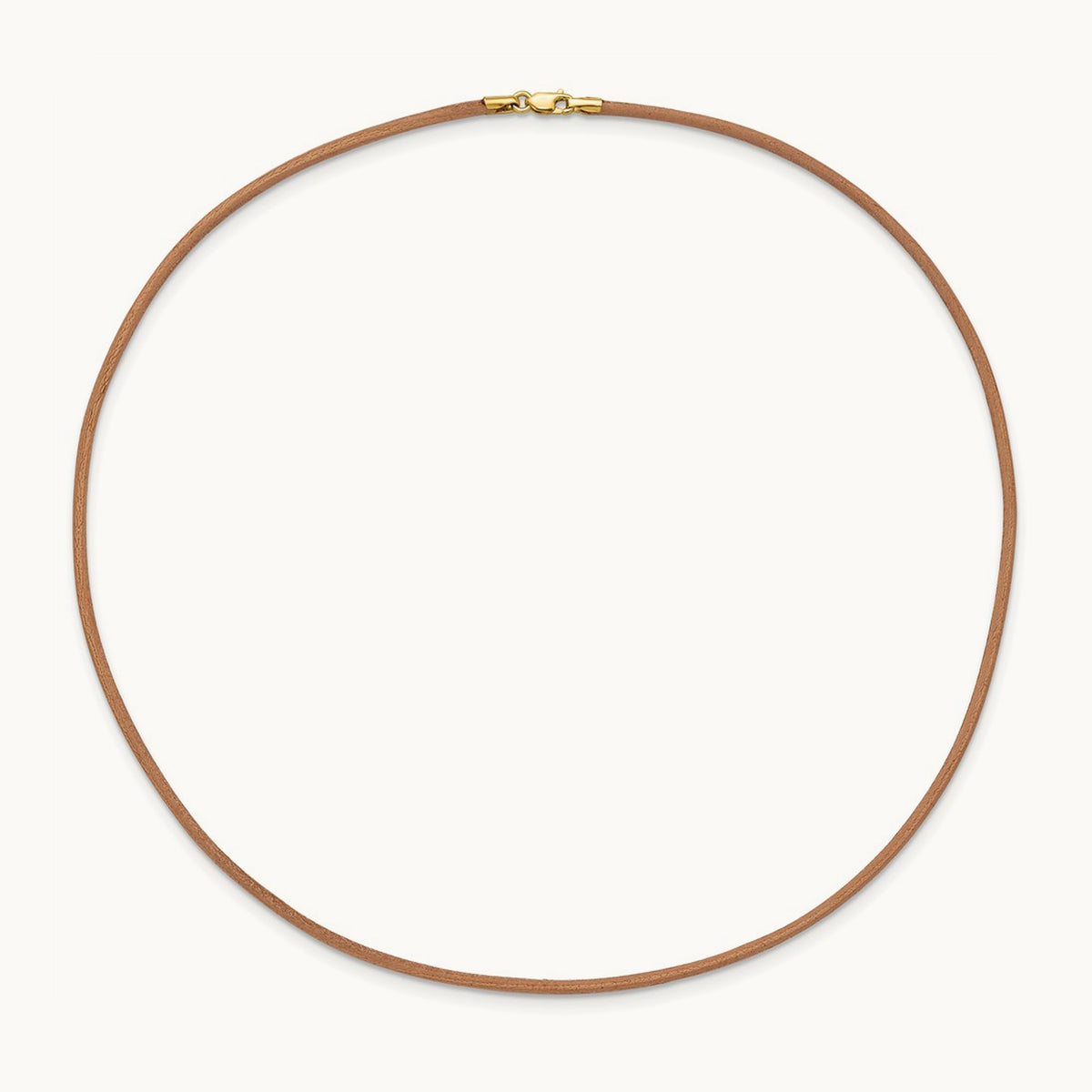 16in Natural Leather Cord Necklace, 2mm, 14K