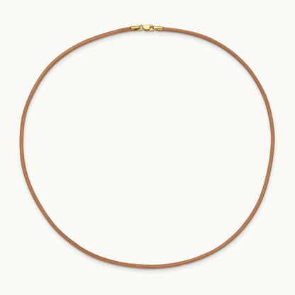 16in Natural Leather Cord Necklace, 2mm, 14K