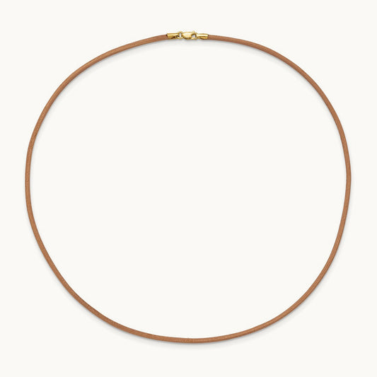 16in Natural Leather Cord Necklace, 2mm, 14K