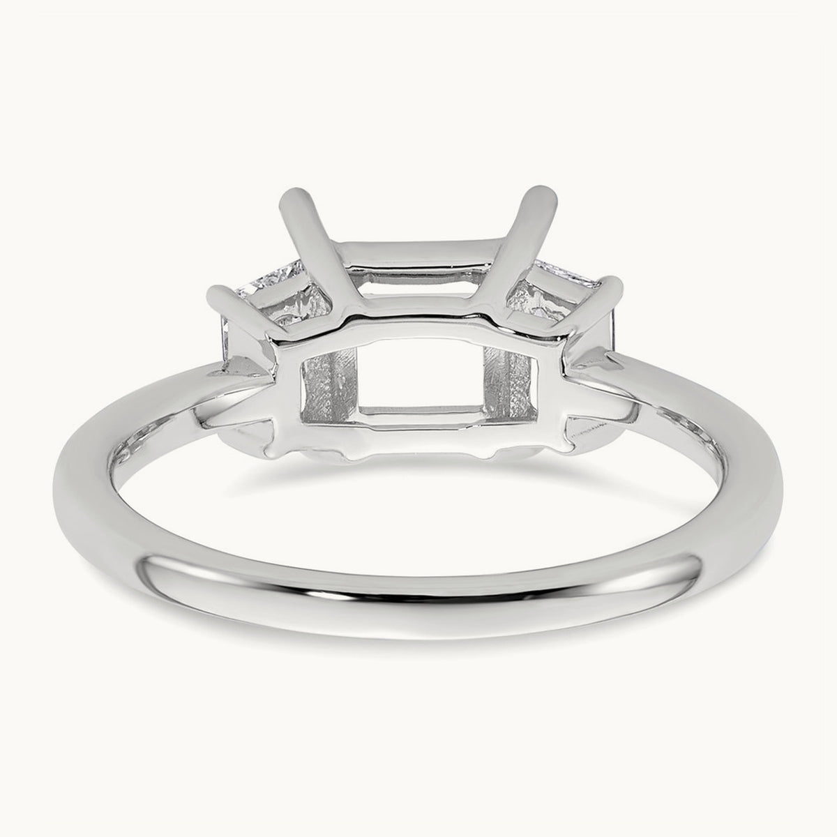 Trapezoid Princess Semi-Mount Engagement Ring — 14K White Gold, 1/2 ct, 7