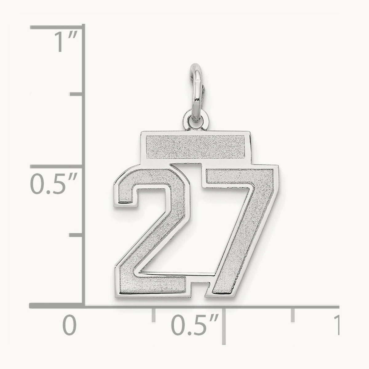 Small Satin Number 27 Charm — 14K White Gold