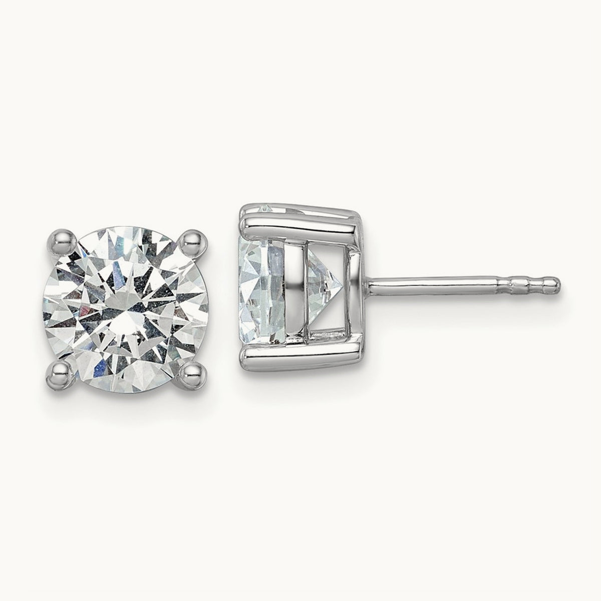 Round Lightweight Earrings, 0.25-6.00 ct tw Lab-Grown Diamond — 3 ct, 10K White Gold