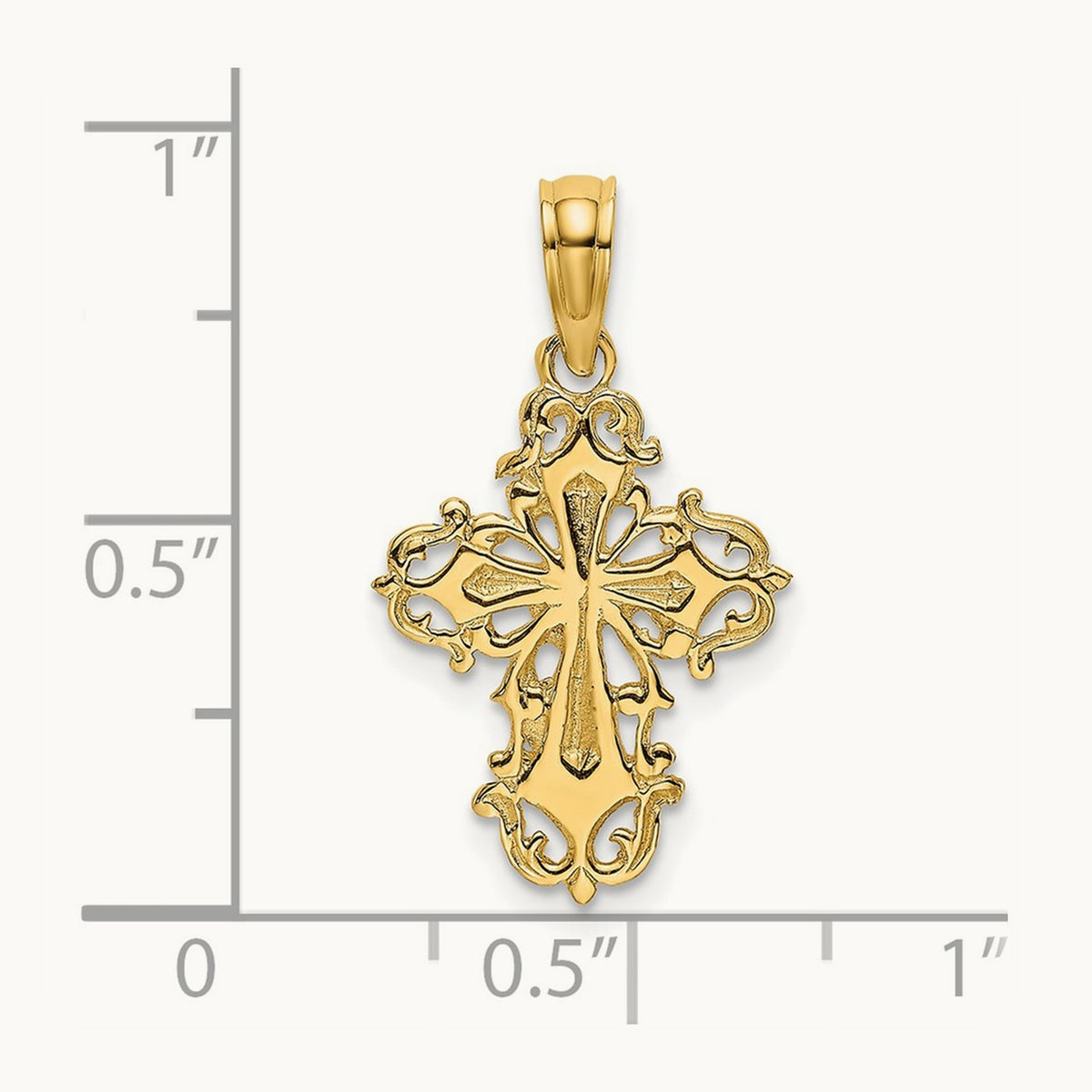 Cut-Out Delicate Cross Charm, 14K