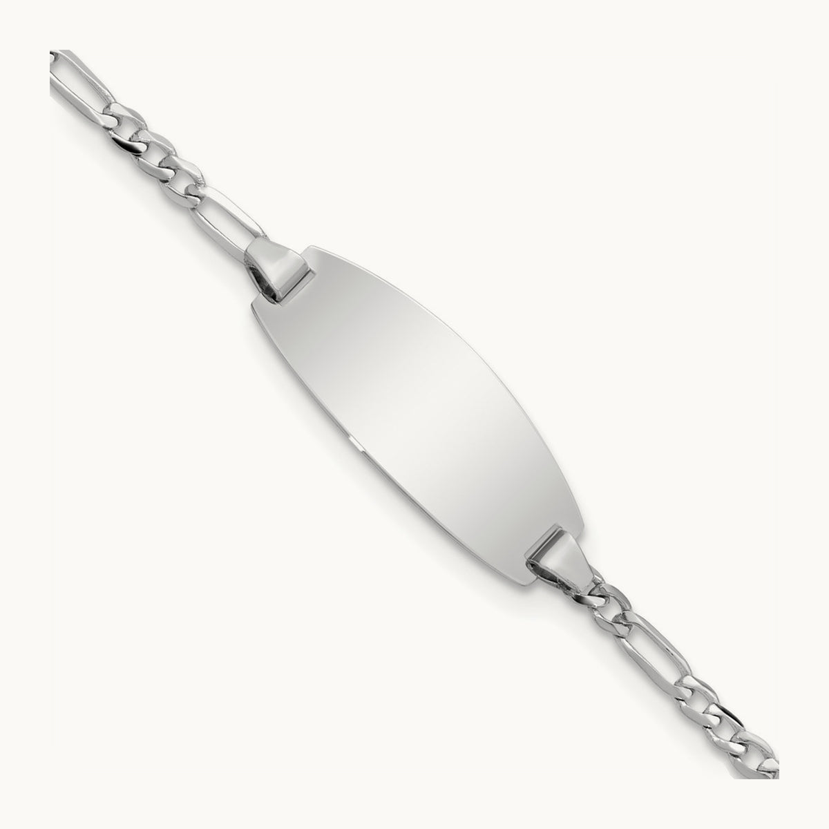 Oval Figaro ID Bracelet — 14K White Gold