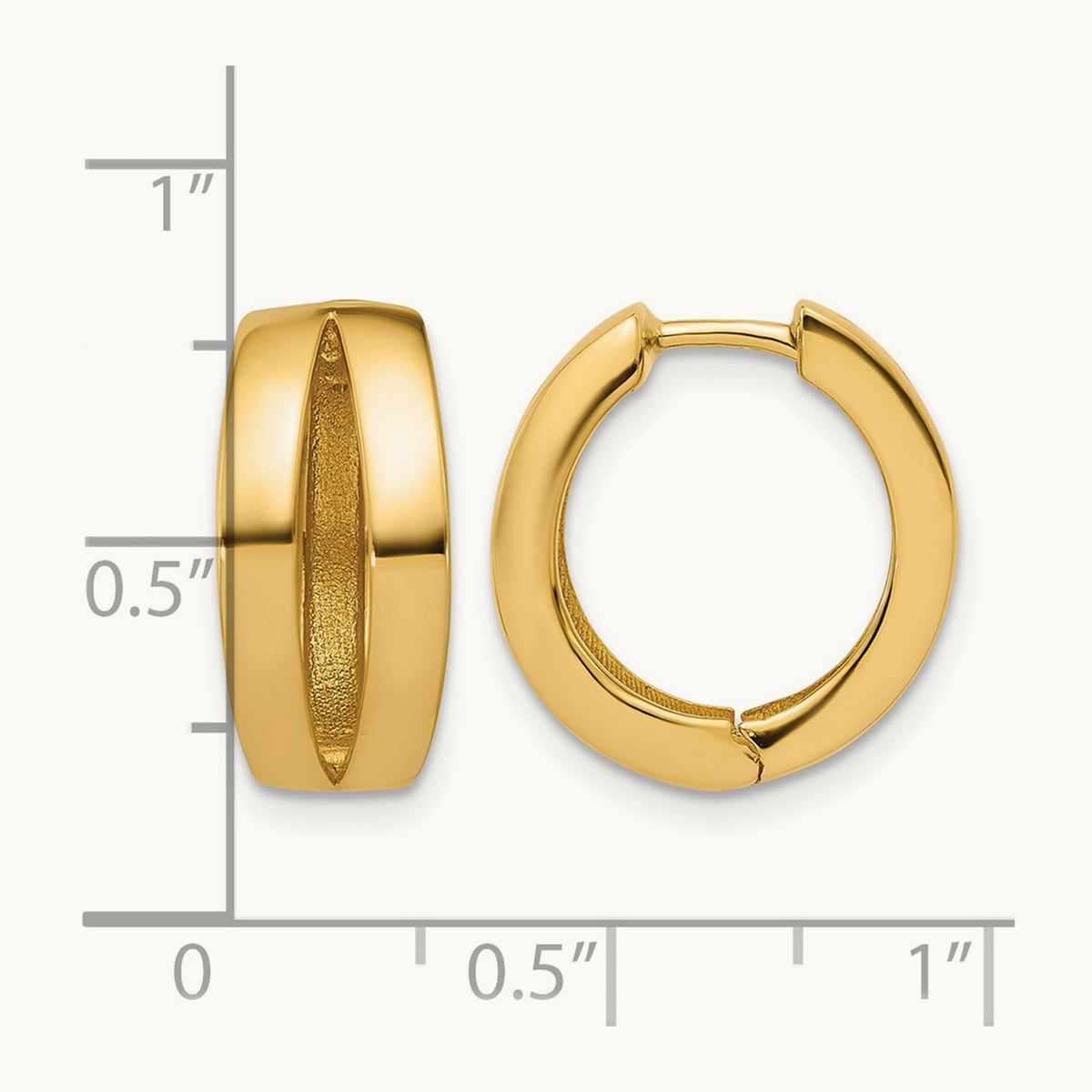 Polished Fancy Tapered Hinged Round Hoop Earrings, 14K — Leslie's