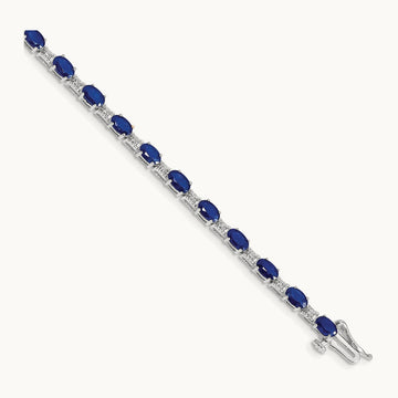 Diamond and Sapphire Bracelet, 14K White Gold