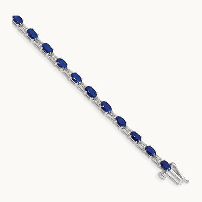 Diamond and Sapphire Bracelet, 14K White Gold