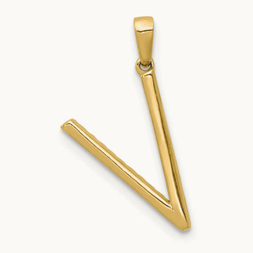 Diamond Letter V Initial Pendant, 14K
