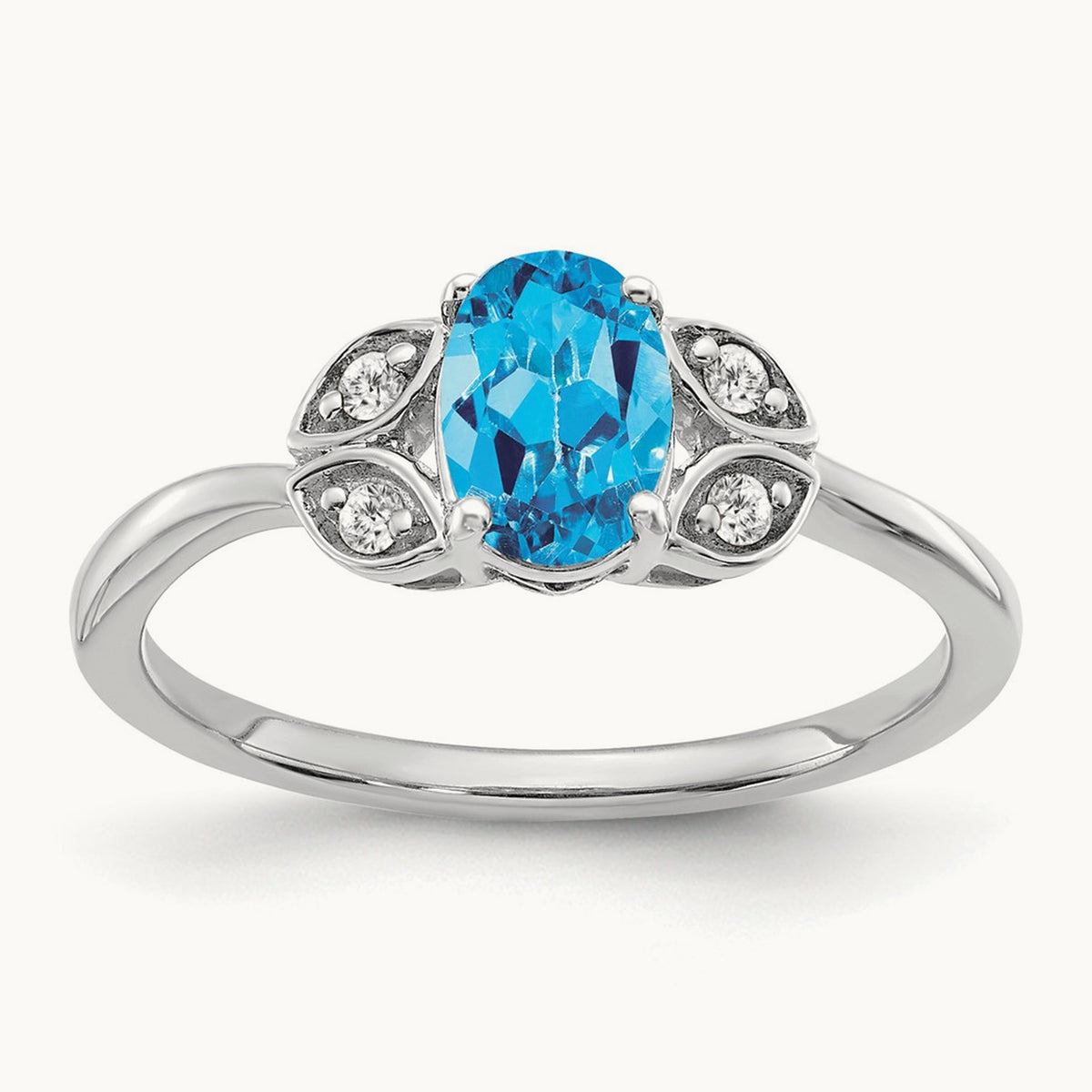 Blue Topaz and Diamond Ring, 14K White Gold