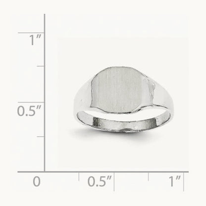 8.5x8. Closed Back Signet Ring, 5mm, 14K White Gold
