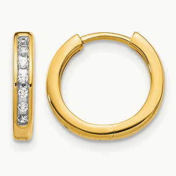 Diamond Hinged Hoop Earrings — 14K Yellow Gold, 0.112 ct