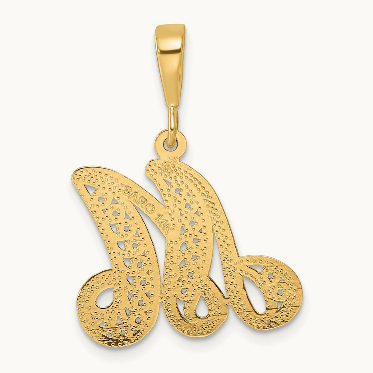 Polished Script Filigree Initial Pendant — M