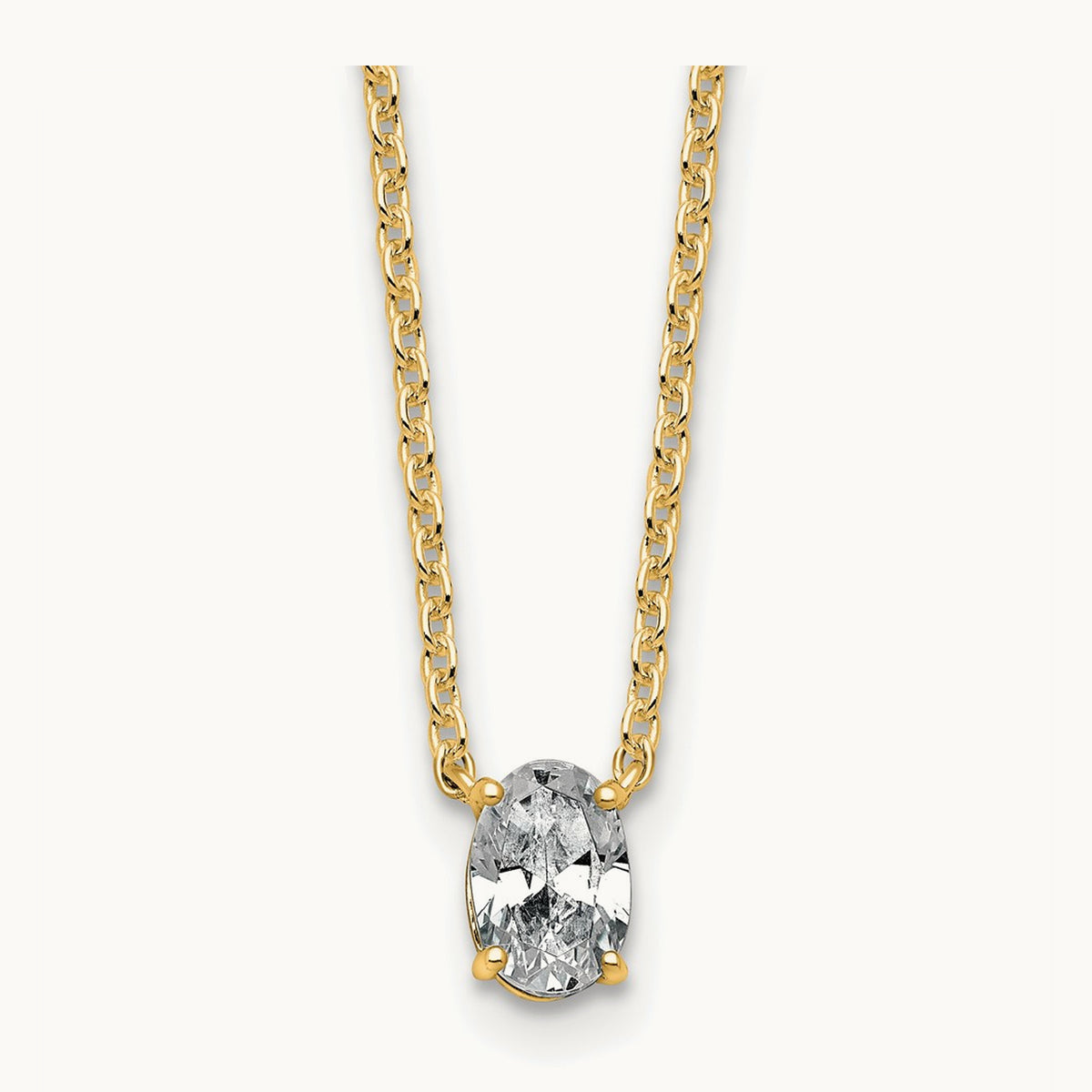 Oval Pendant Necklace, 0.25-4.00 ct tw Lab-Grown Diamond — 1/2 ct, VS (Best), 14K Yellow Gold