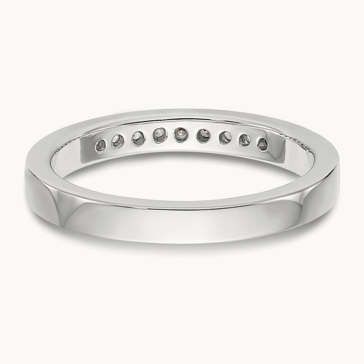 9-Stone Diamond Channel Band, 14K White Gold