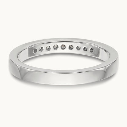 9-Stone Diamond Channel Band, 14K White Gold