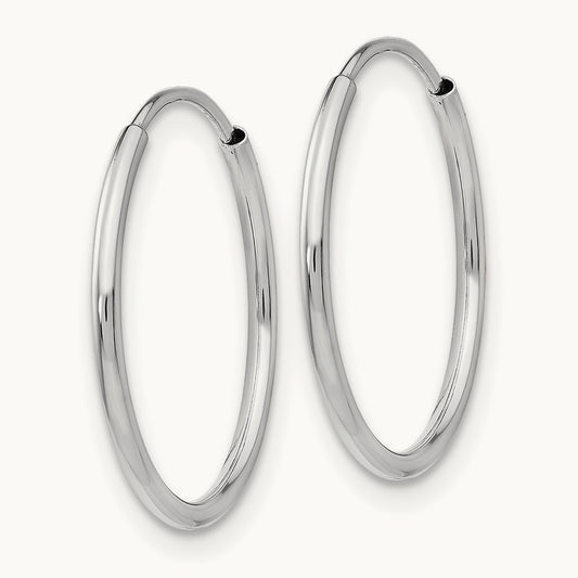 Polished Endless Tube Hoop Earrings, 1.20mm, 14K White Gold