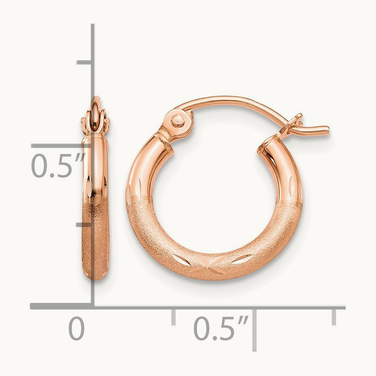 Lightweight Satin Diamond Cut Hoop Earrings — 13mm