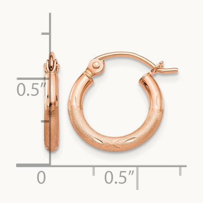 Lightweight Satin Diamond Cut Hoop Earrings — 13mm