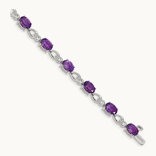 Amethyst and Diamond Bracelet — 14K White Gold