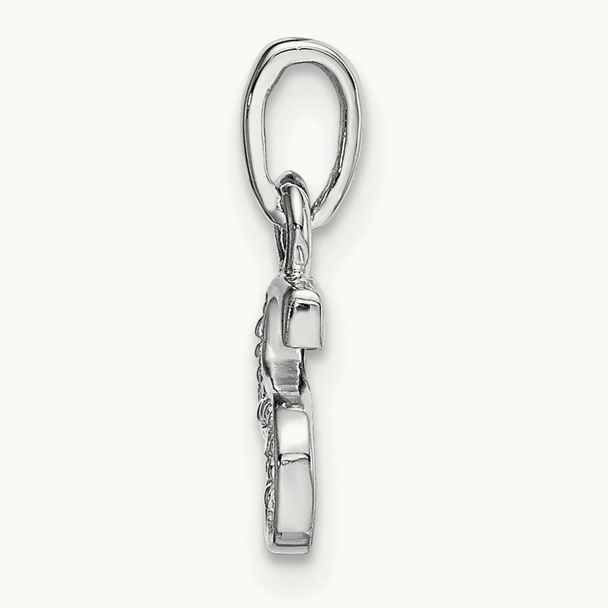 Rhodium-plated Diamond Letter S Initial Pendant, 14K White Gold