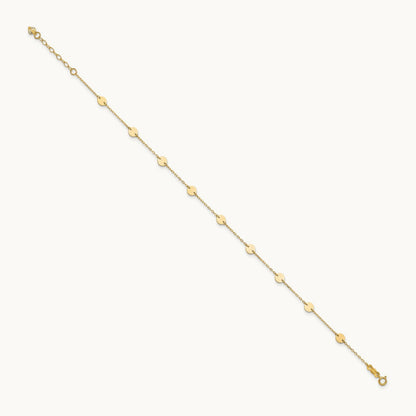 Polished Disc 9in Plus 1in extension Anklet — 14K Yellow Gold