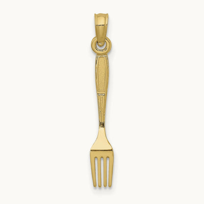 3-D and Polished Table Fork Charm, 14K