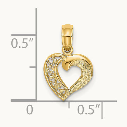 Open Mini Heart Charm, 14K