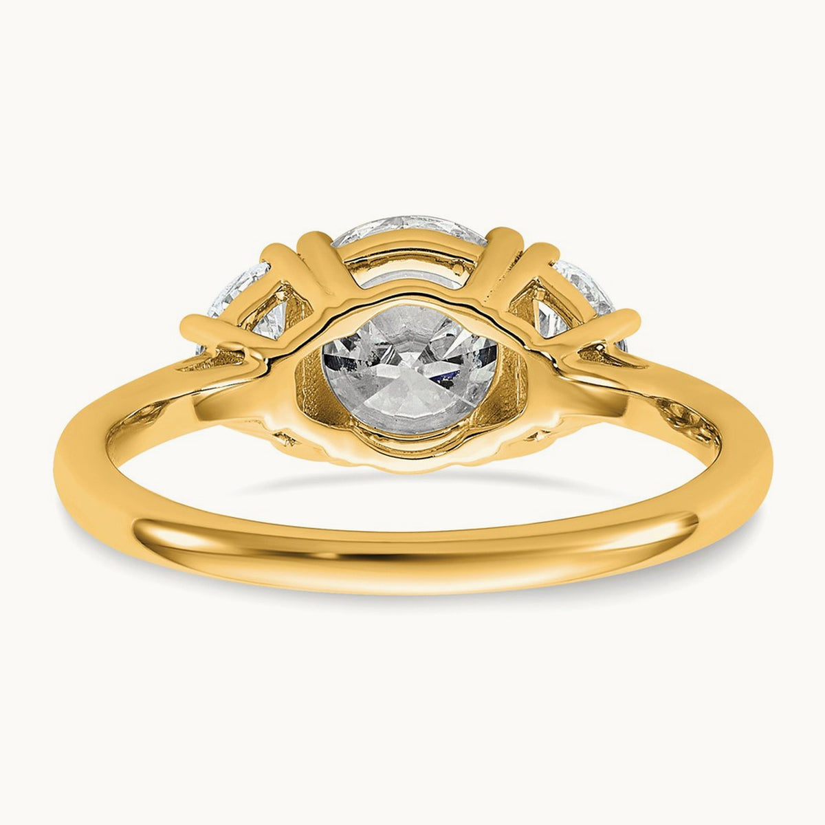 Round 3 Stone Engagement Ring, 1.25-4.00 ct tw Lab-Grown Diamond — 2 ct, 14K Yellow Gold