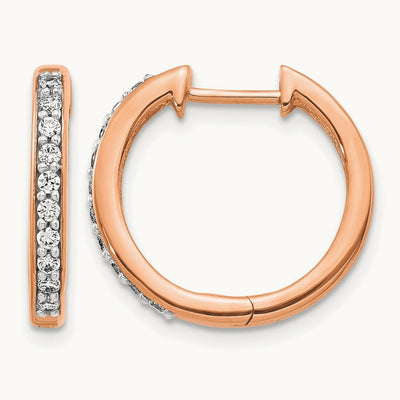 Diamond Hinged Hoop Earrings — 14K Rose Gold, 16mm, 0.24 ct