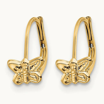 Madi K Polished Butterfly Leverback Earrings, 14K