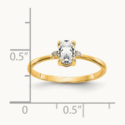 Diamond & Topaz Birthstone Ring — 14K Yellow Gold, 6