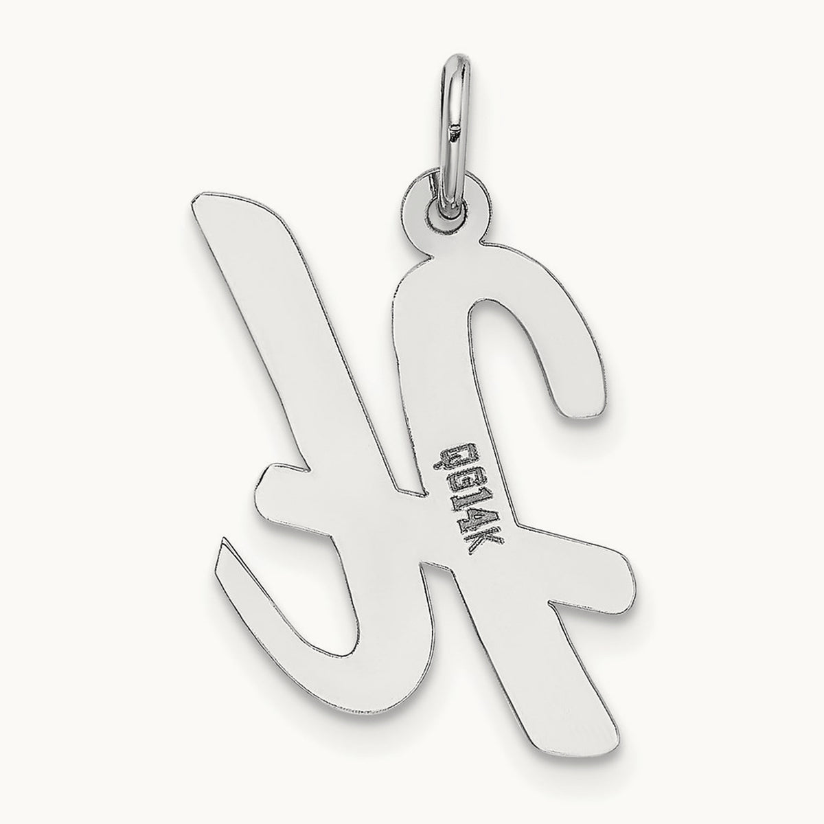 Large Script Initial Charm — 14K White Gold, H