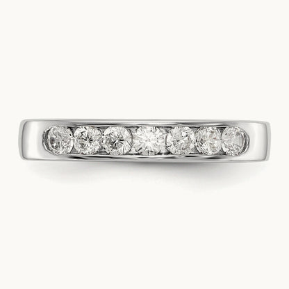 7-Stone Diamond Channel Band, 14K White Gold