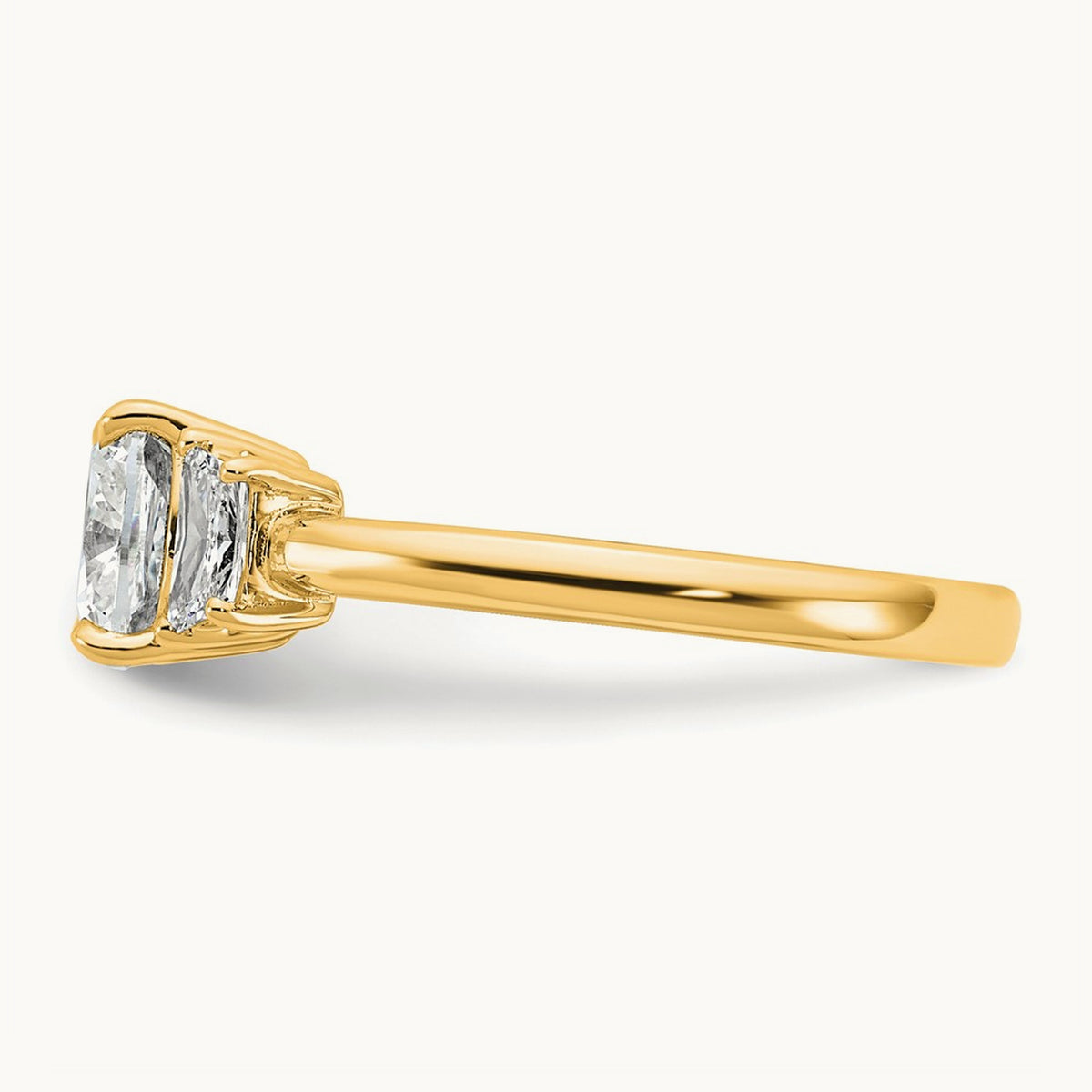 Cushion & 1/2 Moon Engagement Ring — 14K Yellow Gold, 1 7/8 ct, 7