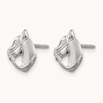Madi K Screwback Horse Post Earrings, 14K White Gold