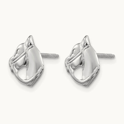 Madi K Screwback Horse Post Earrings, 14K White Gold