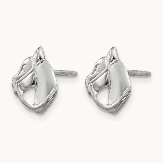 Madi K Screwback Horse Post Earrings, 14K White Gold