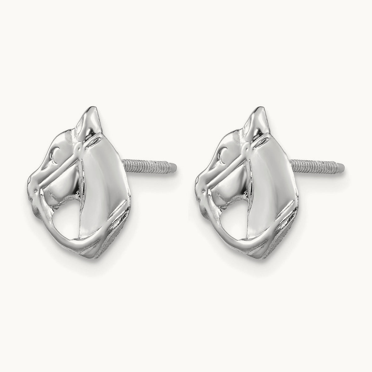Madi K Screwback Horse Post Earrings, 14K White Gold