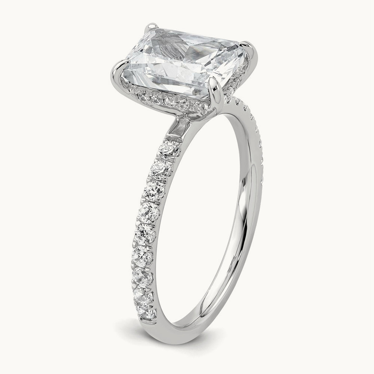 Solitaire with Flair Engagement Ring, 1.25-2.25 ct tw Lab-Grown Diamond — 2 3/8 ct, 14K White Gold