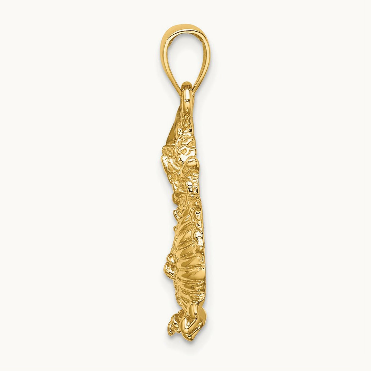 2-D Textured Dragon Charm, 14K
