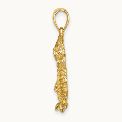 2-D Textured Dragon Charm, 14K
