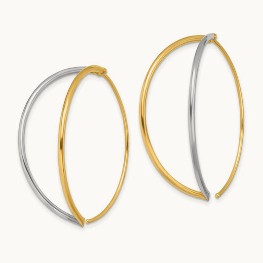 w/Rhodium Large Dangle Threader Earrings, 14K